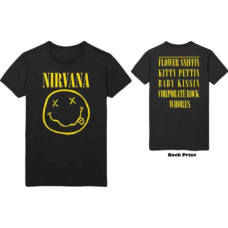 Nirvana shirt – Smiley with Back Print