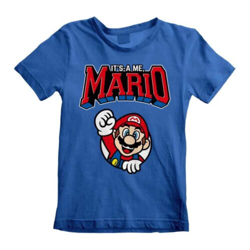 Super Mario Kindershirt blauw – It's Me Mario!