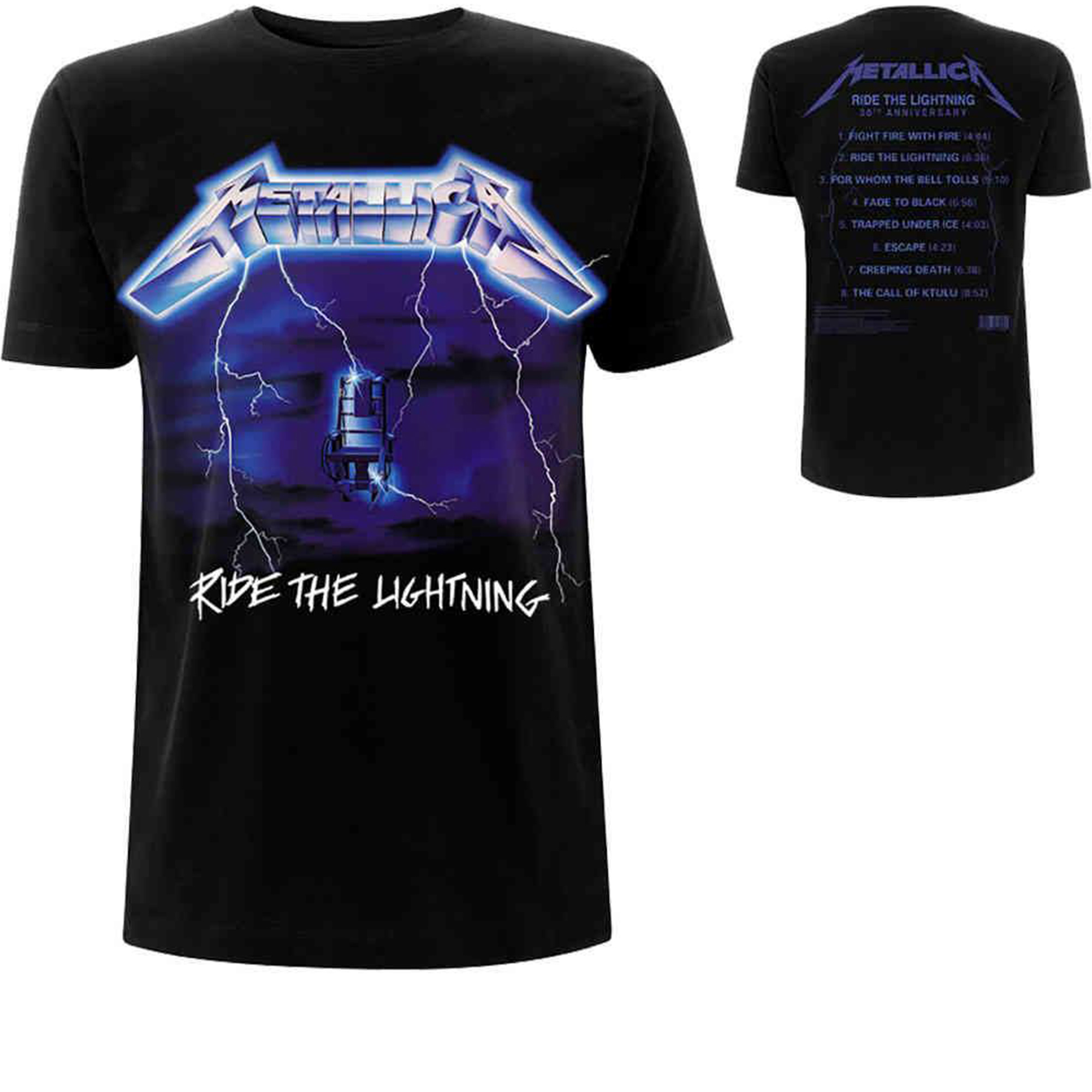 Metallica – Ride The Lightning T-shirt (Tracklist Backprint)