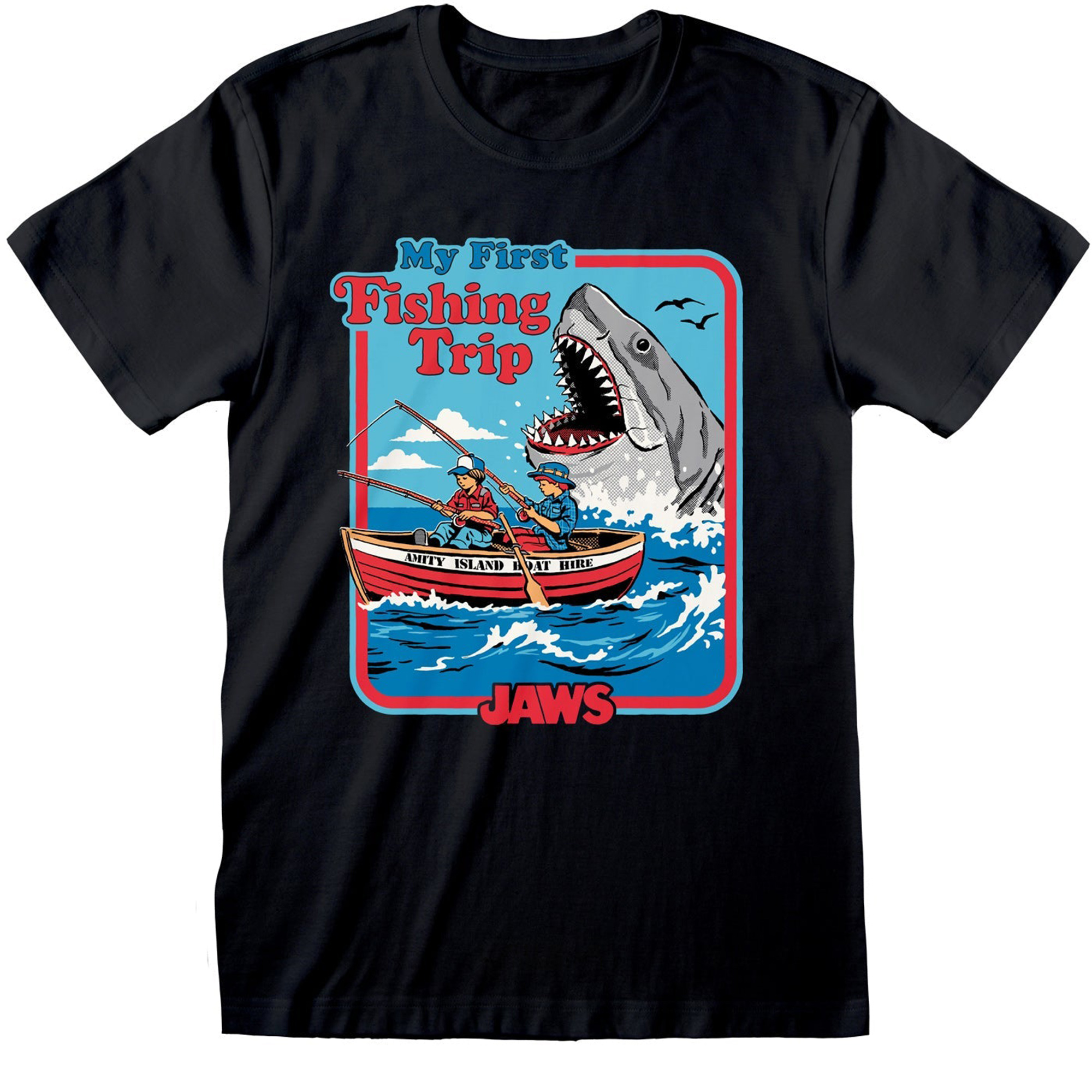 Steven Rhodes x Jaws – My First Fishing Trip T-Shirt Zwart