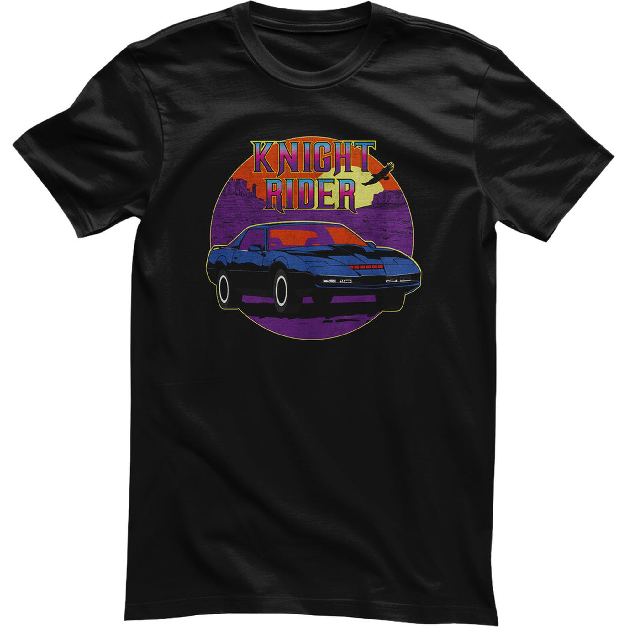 Knight Rider KITT Retro Sunset T-Shirt Zwart