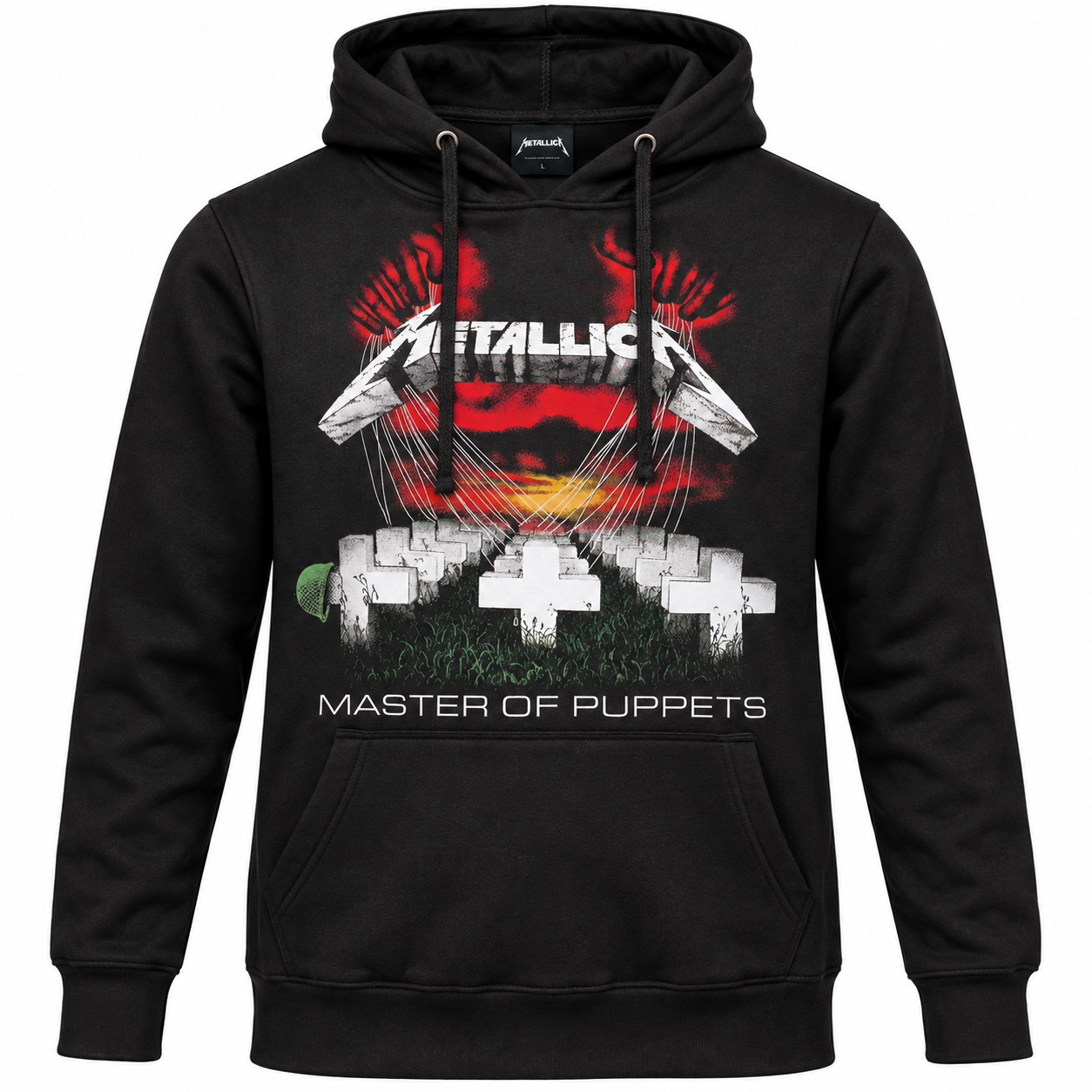 Vooraanzicht van zwarte Metallica Master of Puppets hoodie