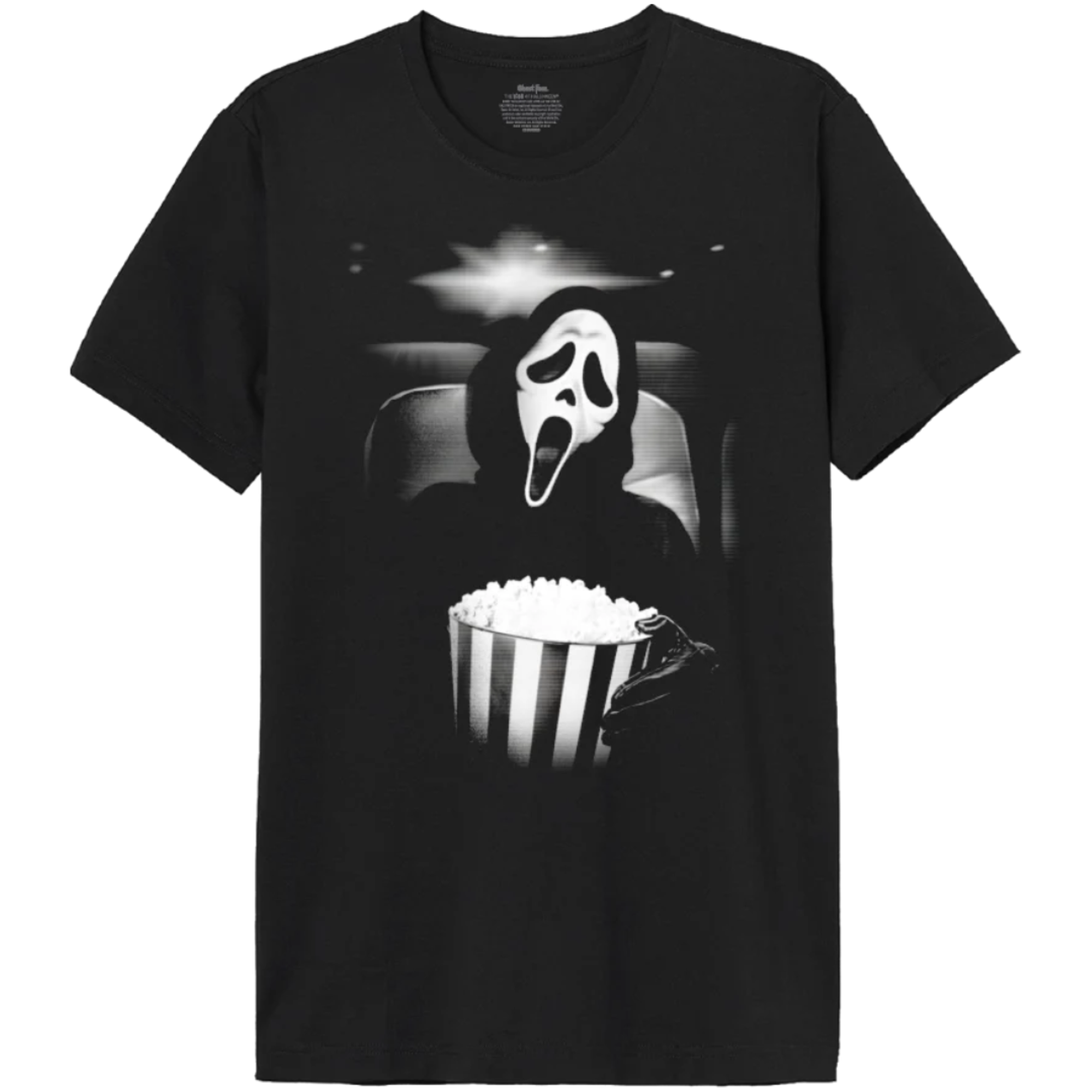 Scream Ghostface Popcorn T-shirt – Zwart